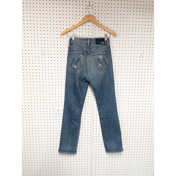 MOTHER Blue Straight Leg Jeans High-Rise - Picture 4 of 6
